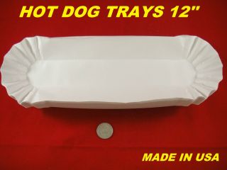 Hot Dog Tray Foot Long 12 Holders Paper Fluted Brand NEW 50