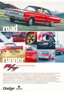 1967 Dodge Coronet R/T RT Red Vintage Advertisement Ad