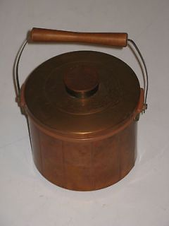 Vintage 3 pc SPARTAN Minneapolis Copper Ice Bucket Lid Insert Wood