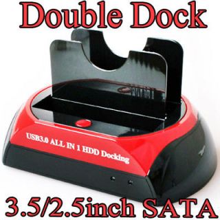 /Docking Station USB3.0 Twin Double 3.5/2.5SATA HARD DISK HDD DOCK