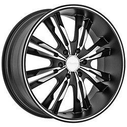 22 Inch Panther 908 Black Wheels Rims 5x4.5 5x114.3 +15 / Acura MDX