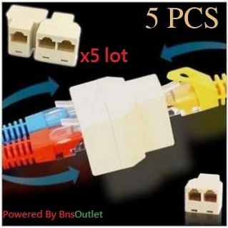 x5 lot RJ45 CAT 5 LAN Ethernet Port 1 to 2 Socket Splitter Connector