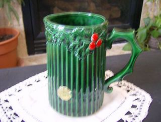 INARCO GREEN HOLLY BERRY PITCHER WITH NUMBER & ORIGINAL STICKERS