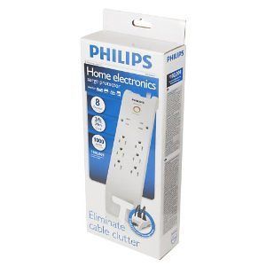 Philips 8 Outlet Home Electronics Surge Protector White Free