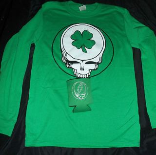 St Patricks Day Irish Grateful Dead Shirt Stealie Skull + beer koozie