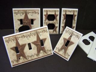 RUSTIC BARN STAR #1 LIGHT SWITCH OR OUTLET COVER