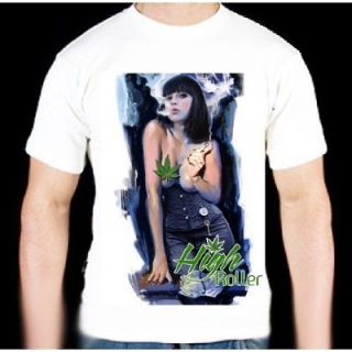 Sexy Weed Girl Women Top Smoking Pot Drug High Roller T shirt FREE