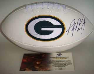 aaron rodgers signed logo ball autograph nfl green bay packers
