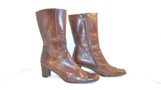 CRAFTED MEZLAN RUSSELL Brown Spanish Leather Designer Boots 10