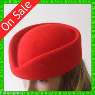 Stewardess Air Hostesses 100% Wool Vintage Pillbox Hat