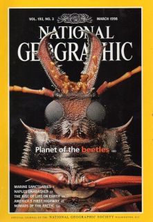 National Geographic Magazine march 1998 Beetles,Naples ,Nenets,Marine