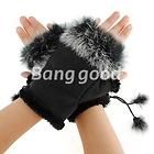 Fashion Women Rabbit Fur Hand Wrist Warmer Winter Fingerless Gloves