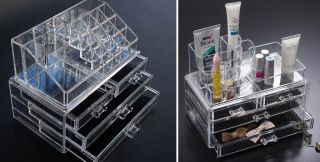New Transparent Cosmetic Organizers Acrylic Makeup Tidy Box on Dresser