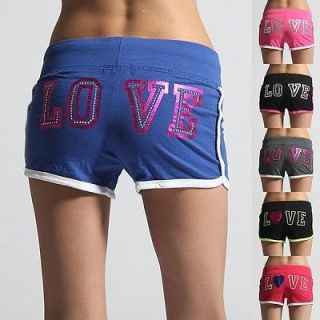 Cute LOVE Printed ACTIVE SHORTS Casual Stretch Yoga Sweat Hot Pants