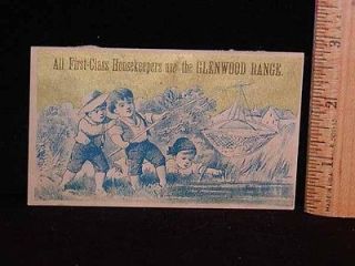 Antique TRADE CARD First Class Housekeepers Choose GLENWOOD RANGES