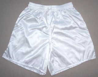 White Satin Nylon Soccer Shorts   Mens Large *NEW*