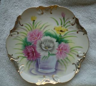 Handpainted Floral Wall Decor Collectible Vintage Ceramic Plate Made