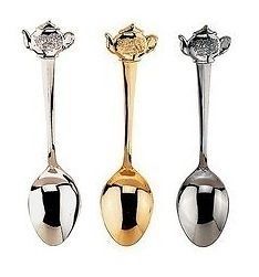 Silver & Gold Plated Teapot Demi Tea Spoon design  Demitasse Teaspoons