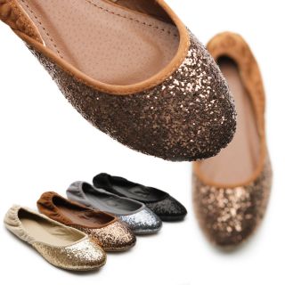 NEW Womens Shoes Ballet Flat Heels Loafers Glitter Multi Colored