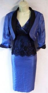 ADRIANNA PAPELL Mother of Bride Blue/ Black Lace Dress & Reversible