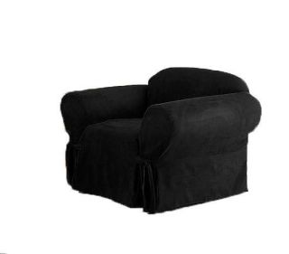 PC Black Soft Micro Suede Arm Chair Slip Cover New