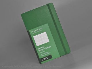 2013 Green Weekly Diary Planner Day Agenda Hard Cover Large 5 x 8¼