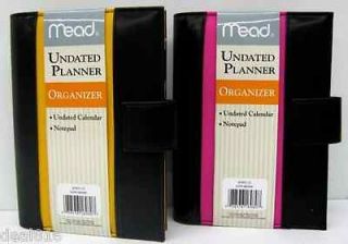 Organizer Planner, Mead, Undated Calendar Contacts 6 Ring Binder Pink