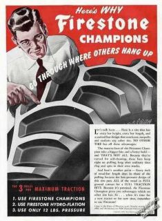 1949 Firestone Champions Farm Tractor Tires Ad