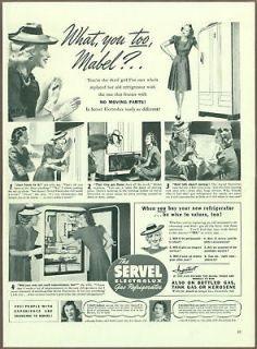Servel Electrolux Gas Refrigerators 1940 print ad / magazine ad