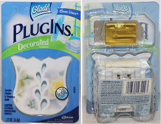 GLADE PLUG IN WARMER DECORATED CLEAN LINEN & 1 REFILL