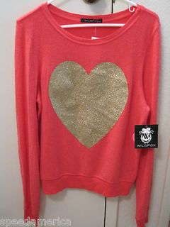 NWT Wildfox Couture Red Gold Sparkle Heart Beach Baggy Jumper