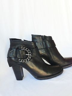 Apepazza black leather buckle trim ankle boots SIZE 8 M