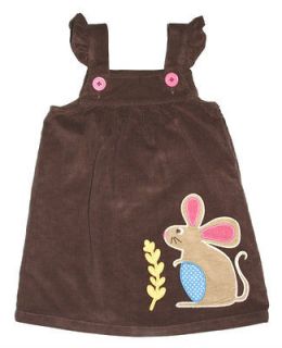New Mini Baby Boden Girls Brown Corduroy Applique Cocoa Mouse