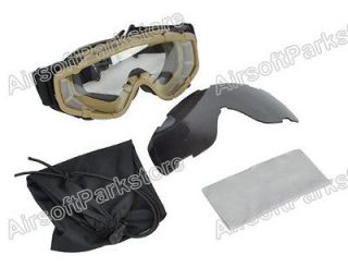 Airsoft Tactical Goggle Glasses w/ 2pcs of Lens for Helmet with Side