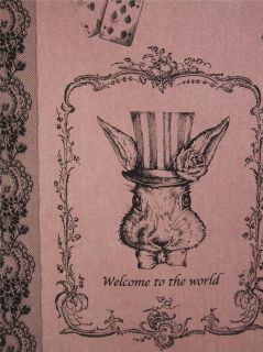 Kokka Trefle Alice in Wonderland Japan Mauve Cotton Linen Fabric Story