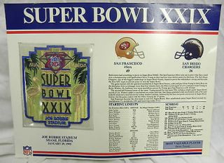 Official NFL Super Bowl XXIX Patch  SB29 49ers vs. Chargers,1995