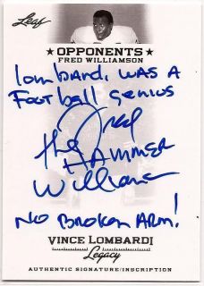 Fred Williamson 2012 Leaf Vince Lombardi Legacy Blue Ink Autograph