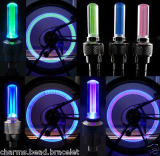 Color Cycling Fashion Blue LED Night Alarm Bike Wheel Cap Light Lamp