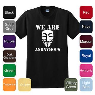 We Are Anonymous T SHIRT Guy Fawkes Occupy WallStreet Wikileaks