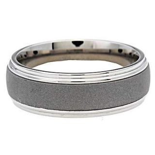 Titanium 8mm Band Sand Blasted Shiny Step Edge Mans Wedding Ring sz 9