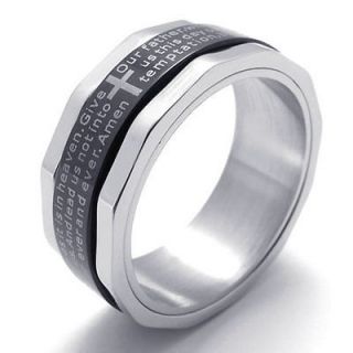B20085 Prayer of Lord Cross Stainless Steel Band Mens Ring Size 8,9,10