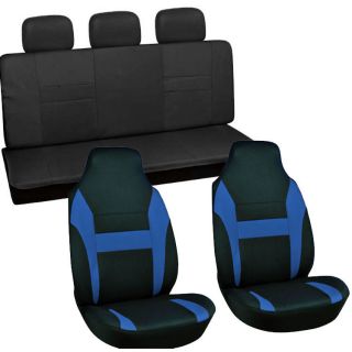 8pc Full Set Blue Integrated + All Solid Black Bench Auto Front Rear