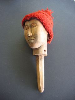 ANTIQUE Inuit wood doll head   c1900