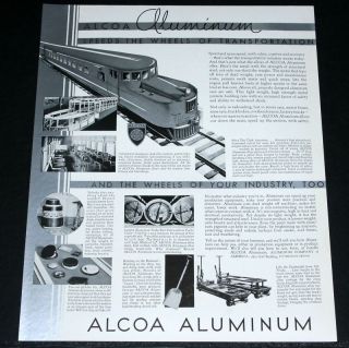 PRINT AD, ALCOA ALUMINUM, SPEED THE WHEEL RAILROAD ENGINE ART