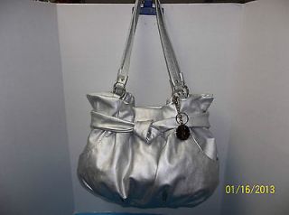 Elegant ELLE Metallic Gray shoulder bag handbag Purse double handles