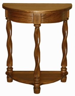 Amish End Table Half Round Traditional Solid Wood Twisted Leg Oak