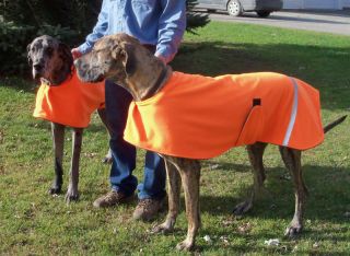 XL Great Dane Greyhound Orange Fleece *Safety* Dog Coat