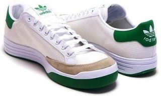 NIB Adidas WHITE GREEN Mens Sz 8 ROD LAVER Old School Tennis Casual