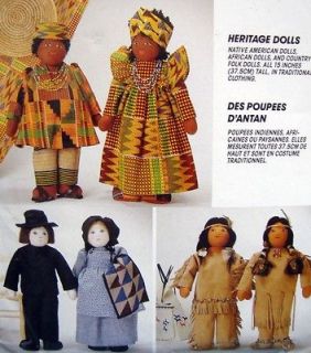 Heritage Folk African Native American Dolls Pattern 15 UNCUT   1994