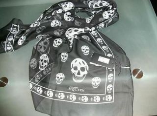Alexander McQueen Skull Scarf Black and White, New, XL, BNWT